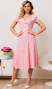 Мода Юрс Платье 2690 Розовый + горох фото 4